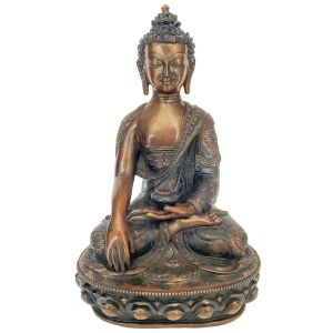 Handmade Nepali Statue Of Buddha, Chocolate Oxidized 