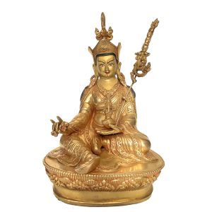 Handmade Nepali Statue Of Guru, Full Gold Plated 