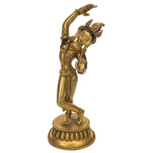 Handmade Nepali Statue Of Maya Devi, Full Gold Plated