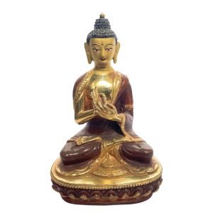 Handmade Nepali Statue Of Buddha, Partly Gold Plated 