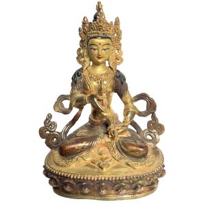 Handmade Nepali Statue Of Vajrasattva, Partly Gold Plated 