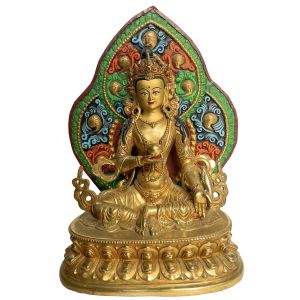 Handmade Nepali Statue Of Chitiz Garba, Partly Gold Plated 