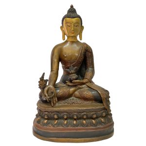 Nepali Handmade Statue Of Medicine Buddha, Chocolate Oxidized 