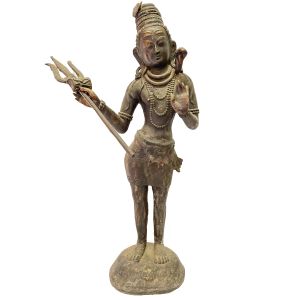 Nepali Handmade Statue Of Shiva, Antique Oxidized 