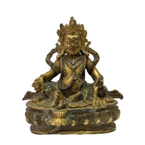 Nepali Handmade Statue Of Jambala, Bronze Plated 