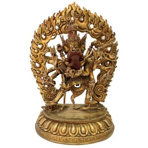 Nepali Handmade Statue Of Chakrasambara Shakti, Fire Gold Plated 