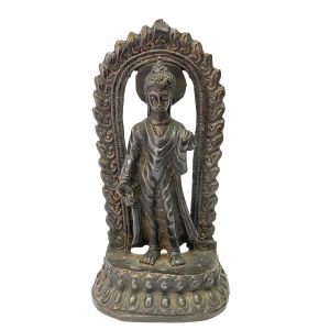 Old +50 Years , Nepali Handmade Statue Of Dipankara Buddha Chocolate Oxidized 