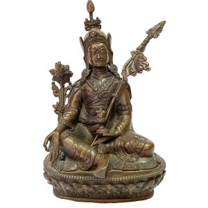 Nepali Handmade Statue Of Padmasambhava, Chocolate Oxidized 