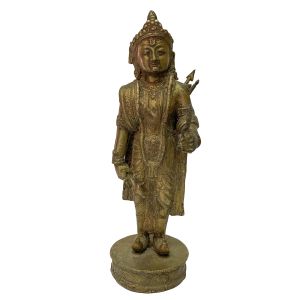 Antique +50 Years , Nepali Handmade Statue Of Ram, Chocolate Oxidized , 