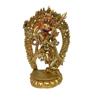 Nepali Handmade Statue Of SinghaMukha yogini, Full Fire Gold Plated 