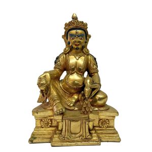 Nepali Handmade Statue Of Kuber, jambhala, Full Gold Plated , Painted Face