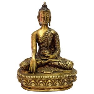 Nepali Handmade Statue Of Shakyamuni Buddha, Bronze Finishing , Antique finishing