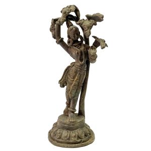 40+ Year Nepali Handmade Statue Of Maya Devi, Copper Antique
