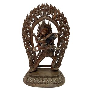 Nepali Handmade Statue Of Chakrasambara , Chocolate Oxidized 