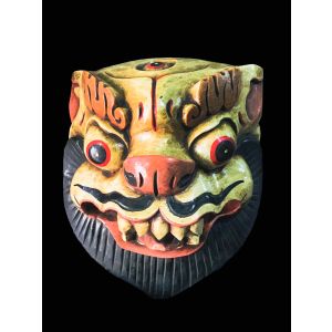 Handmade Wooden Mask Of Dragon, Painted White 