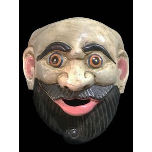 Handmade Wooden Mask Of Joker (Beard), Painted White 