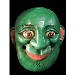 Handmade Wooden Mask Of Joker, Painted Green 