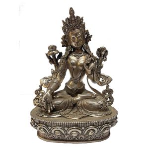  Masterpiece , Sterling Silver, 1500 Gram Statue of White Tara, Old Stock 