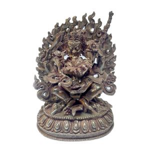  Masterpiece , Sterling Silver, 395 Gram Statue of Sitting Mahakala Shakti, Old Stock 
