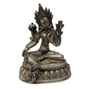  Masterpiece , Sterling Silver, 320 Gram Statue of Green Tara, Old Stock 