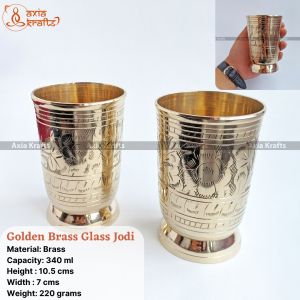 Set of 2 Golden Brass Glass