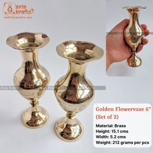 Set of 2 Golden Flowervase 6 Inches