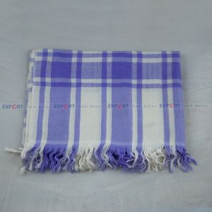Imported Cashmeree & Silk Blended Check Stole (Sky Blue & White)