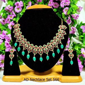 (566) American Diamond Necklace Set