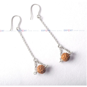 5 Mukhi Rudraksh Single Bead Trikon Sterling Silver Earring