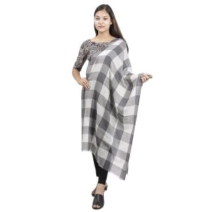 Grey Checkered Shawl for Women