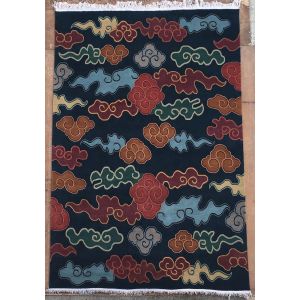 Tibetan Traditional Cloud Design Hand-Knotted Woolen Carpet