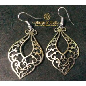 Light Weight Hand-Made White Metal Chest Heart Earring