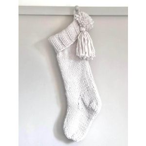 Handmade Knit Christmas Plain Stockings – Natural Wool, 57cm, Customizable