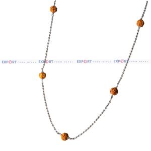 5 Mukhi Rudraksh Sterling Silver Necklace (9 Beads)