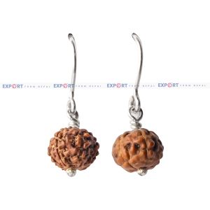 5 Mukhi Rudraksh Single Bead Sterling Silver Earring