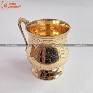 Brass Beer Mug 3.6 inches | 425 ml | Dhalod Mug | Axia Krafts