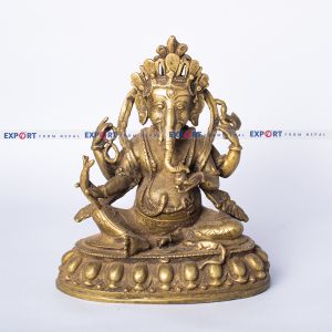 Handmade Four Hand Sitting Ganesh Statue