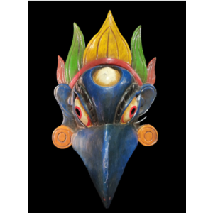 Handmade Wooden Mask Of Garudha, Painted Blue,Green And Red(Choose Your favorite color)