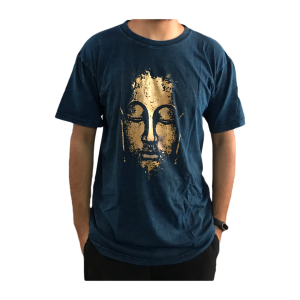 Buddha Print T-shirt-blue-xxl