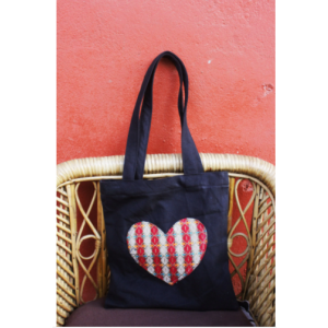 Heart print dhaka bag