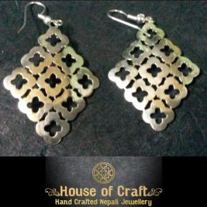 Light Weight Hand-Made White Metal 9 Petal Earring