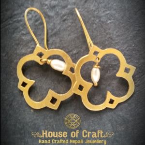 Hand-Made Light Weight Brass 4 Flower Petal Earring