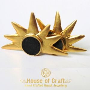 Hand-Made Light Weight Stone Filled Brass Surya Earring