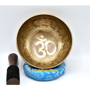 9 Inched Om Etched Tibetan Singing Bowl