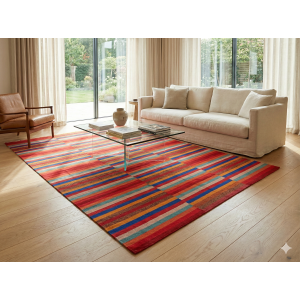 Multicolor Traditional Nepali Area Rug, 60-Knot Hand-Knotted Wool & Cotton Carpet, 172x239 cm