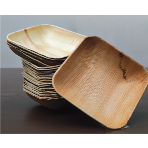 Deep Square Bowl | 17.5 cm Length and Breadth | Areca Nut Palm Leaves | Light weighted | Durable | Bio-degradable | Disposable Plate | Fungus Proof | Portable