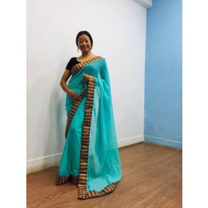 Dhaka Border Blue Sari for Women