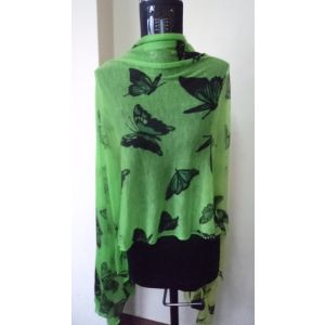 Handmade Pure Cashmere Butterfly Printed Thin Stole