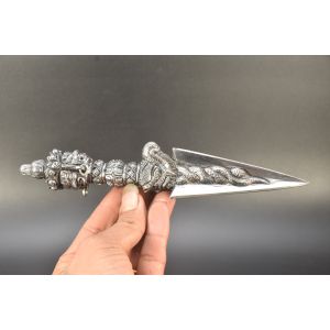 Buddhism Dagger Iron 3 Face Meditation Tibetan Vajrakilaya Phurba phurwa handmade ethnic Amulet kila phurpa phurwa thunderbolt Buddhist Shaman phurpa rare Nepal