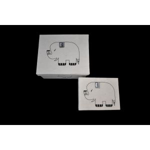 Lokta paper-Elephant print boxes- white 